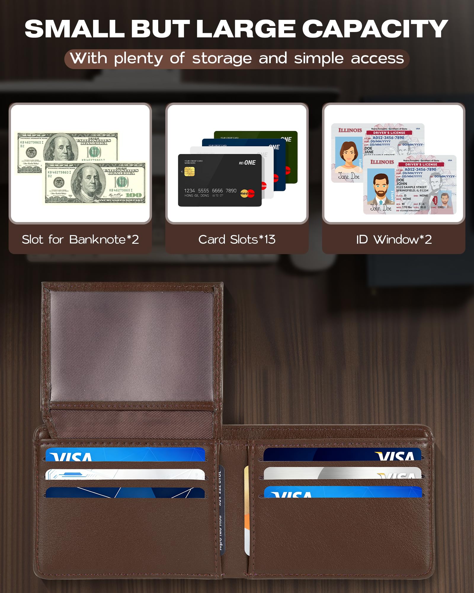 GNDR Wallet For Men Bifold Black RFID Blocking Slim Faux Leather Wallets Card Holder Front Pocket Minimalist Men Accessories With Gift Box
