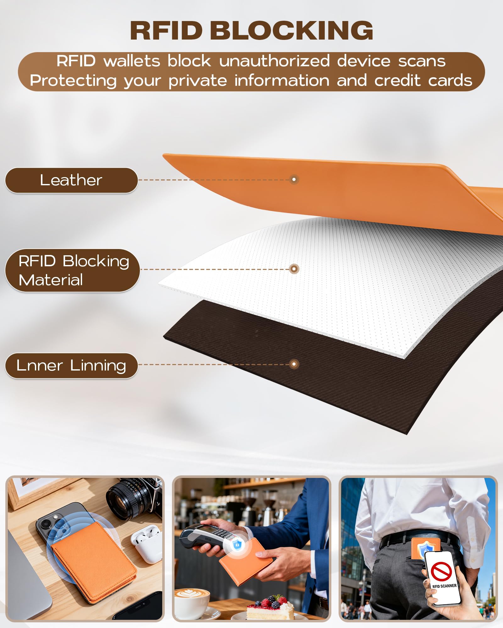 GNDR Wallet For Men Bifold Black RFID Blocking Slim Faux Leather Wallets Card Holder Front Pocket Minimalist Men Accessories With Gift Box