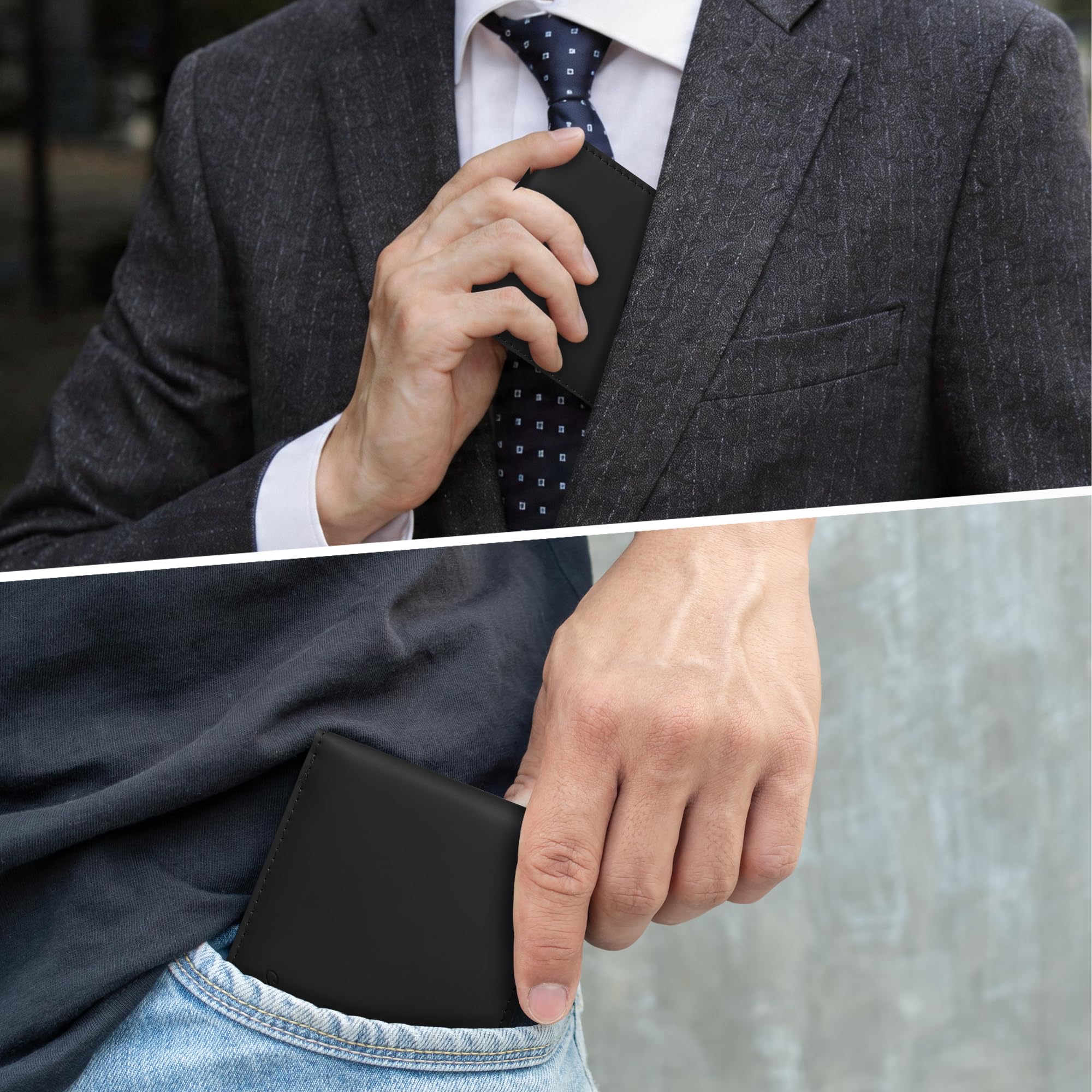 Chelmon Slim Wallet for Men ID Window with RFID Blocking Front Pocket Minimalist Bifold Bussiness Card Holder Gift for Men