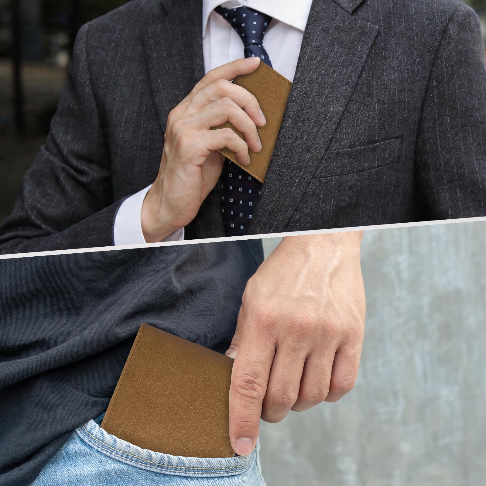Chelmon Slim Wallet for Men ID Window with RFID Blocking Front Pocket Minimalist Bifold Bussiness Card Holder Gift for Men