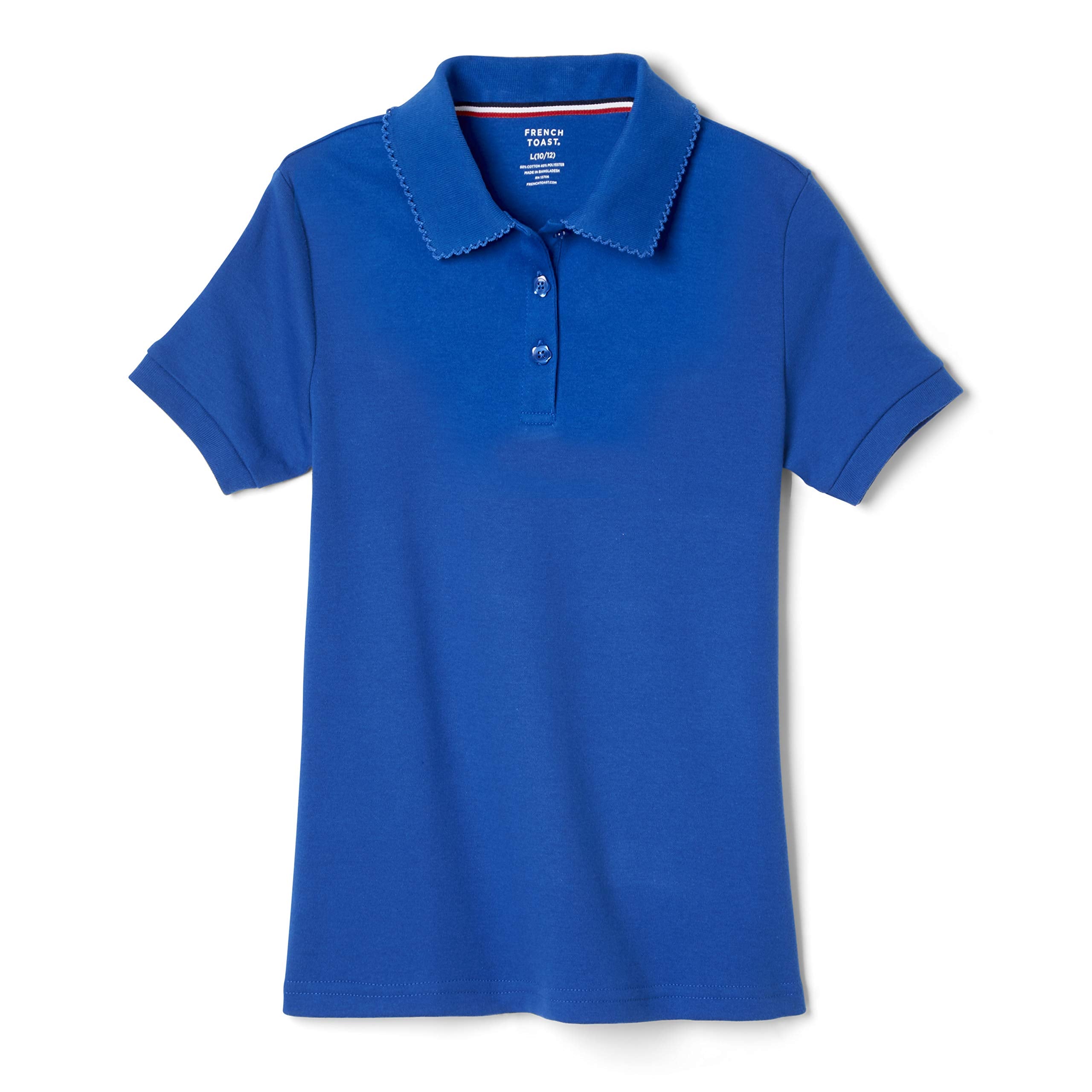 French Toast Girls' Short Sleeve Picot Collar Polo School Uniform Shirt (Standard and Plus)