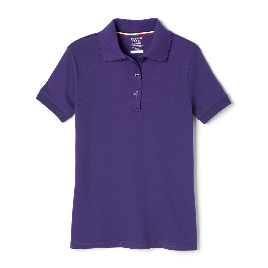 French Toast Girls' Short Sleeve Picot Collar Polo School Uniform Shirt (Standard and Plus)
