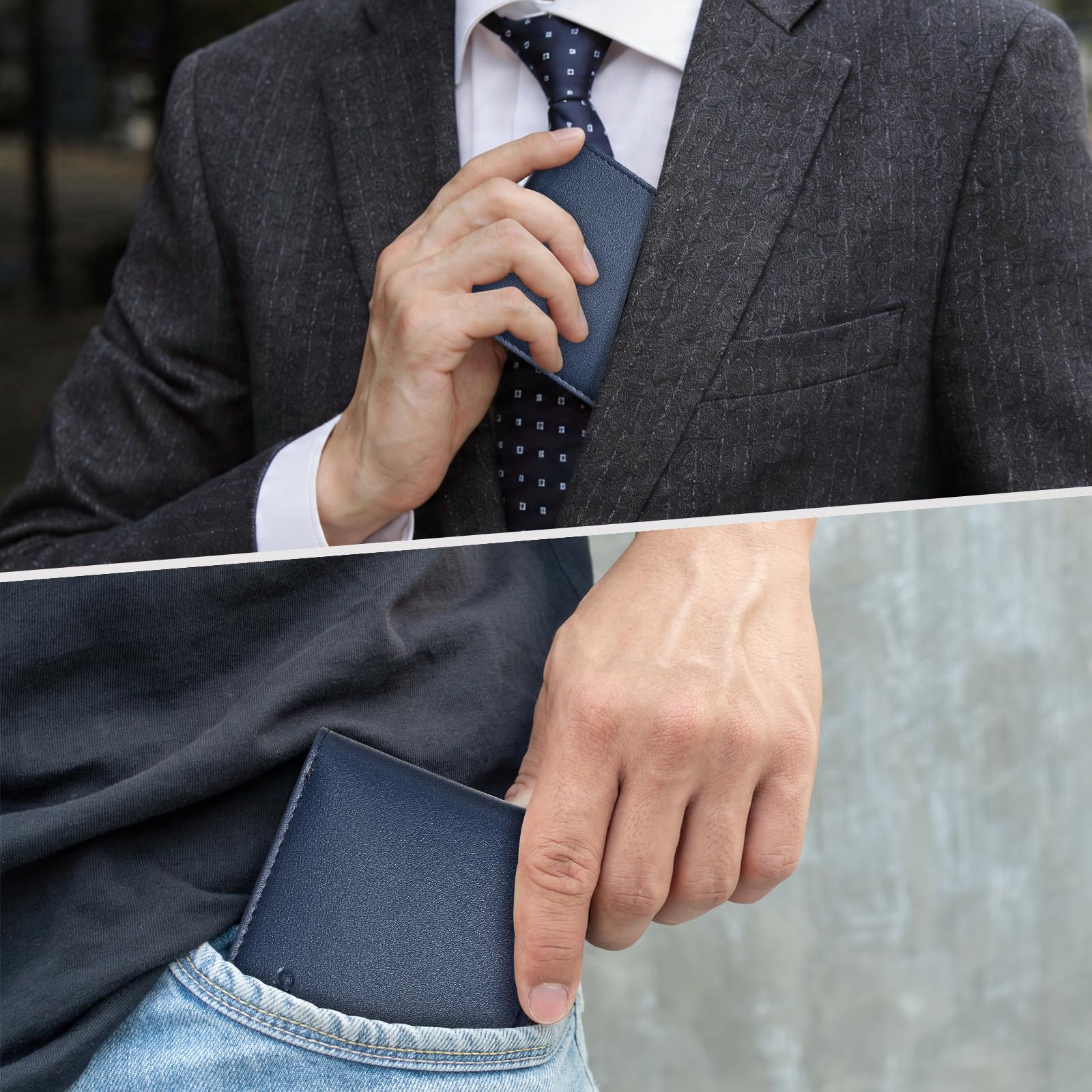 Chelmon Slim Wallet for Men ID Window with RFID Blocking Front Pocket Minimalist Bifold Bussiness Card Holder Gift for Men
