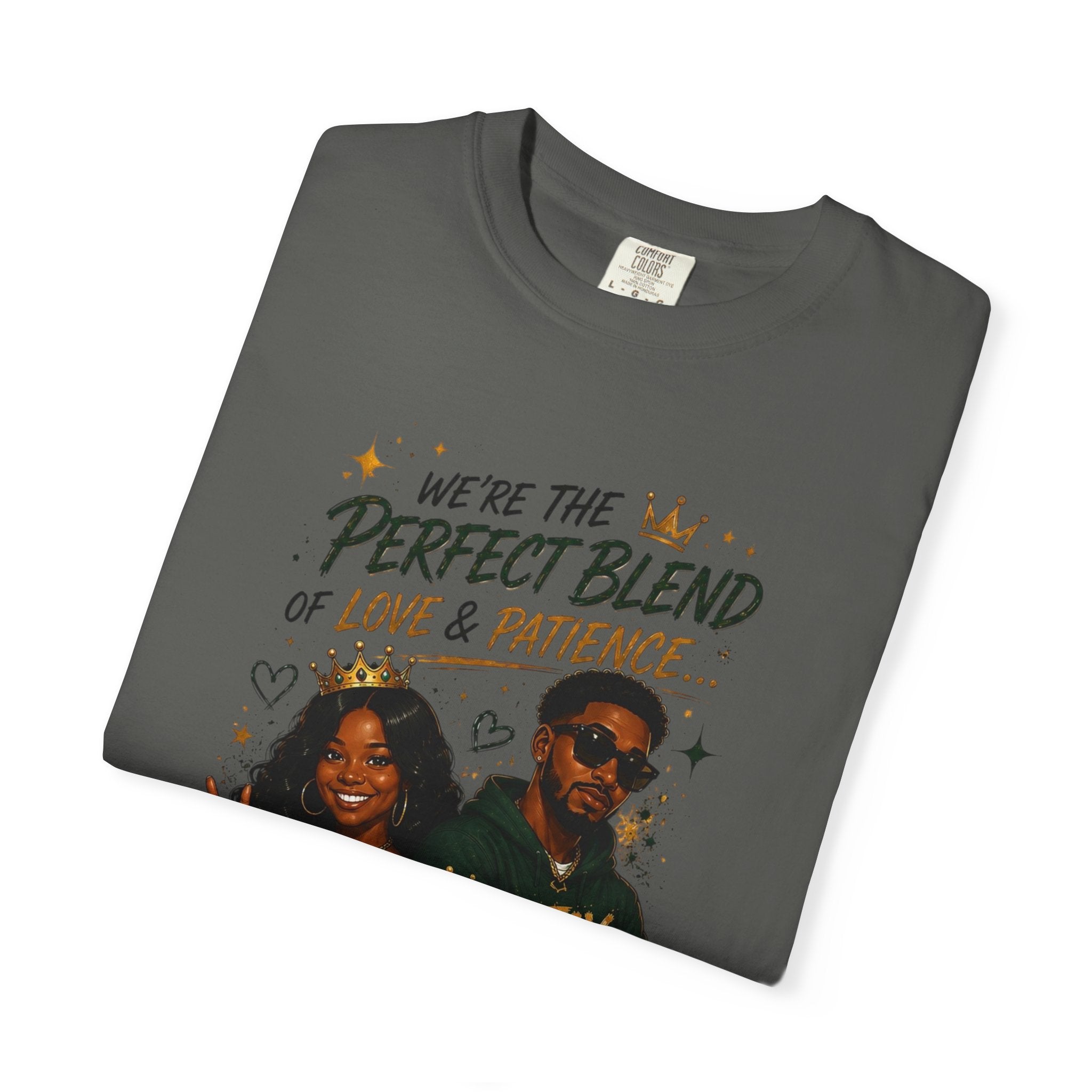Couples T-Shirt — "Perfect Blend of Love & Patience" Graphic Tee