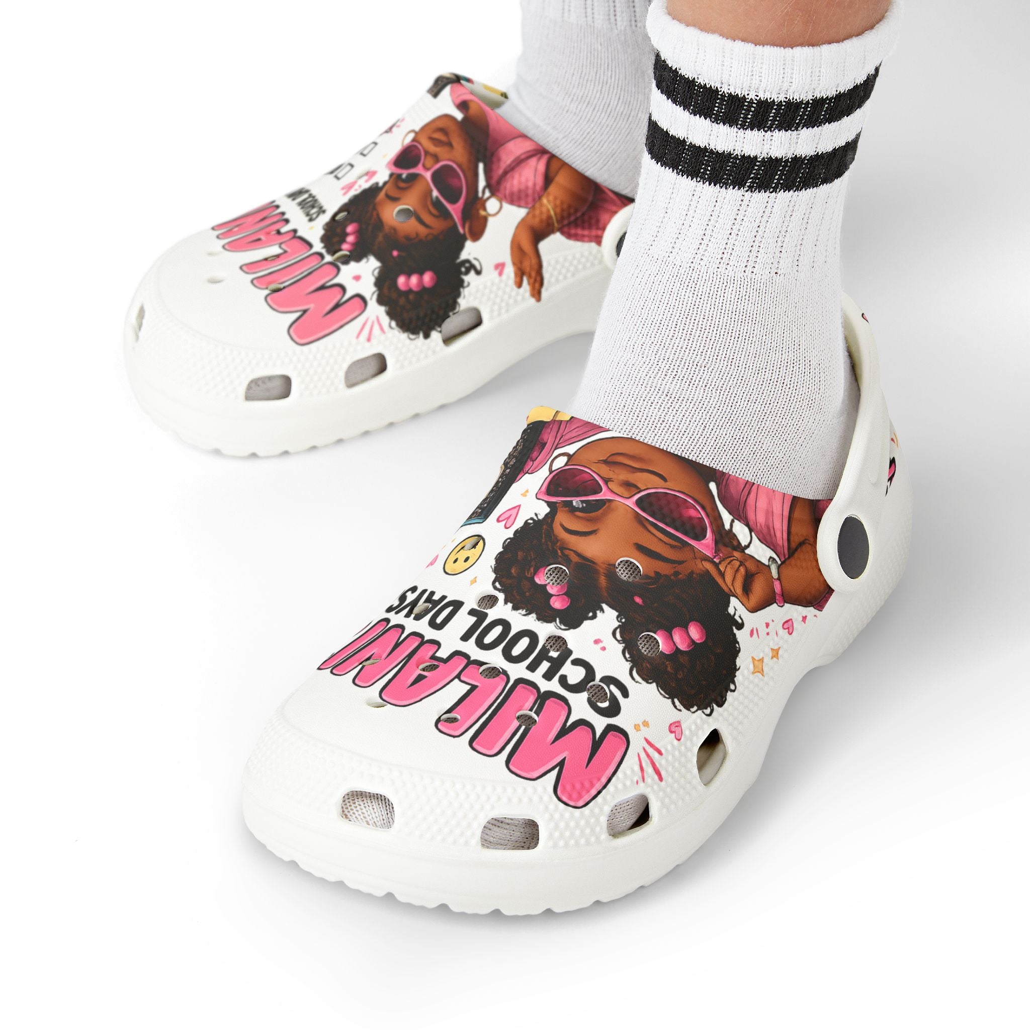 Personalized Kids Clogs — “Milani’s School Days” EVA Foam Slip-Ons