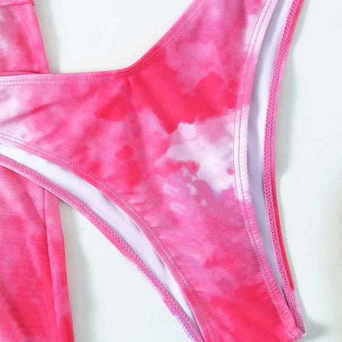 Traje de baño de 3 piezas: falda de malla, bikini tie-dye, traje de baño bandeau calado con aberturas, bañador de mujer, traje de baño de cuerdas, ropa de playa