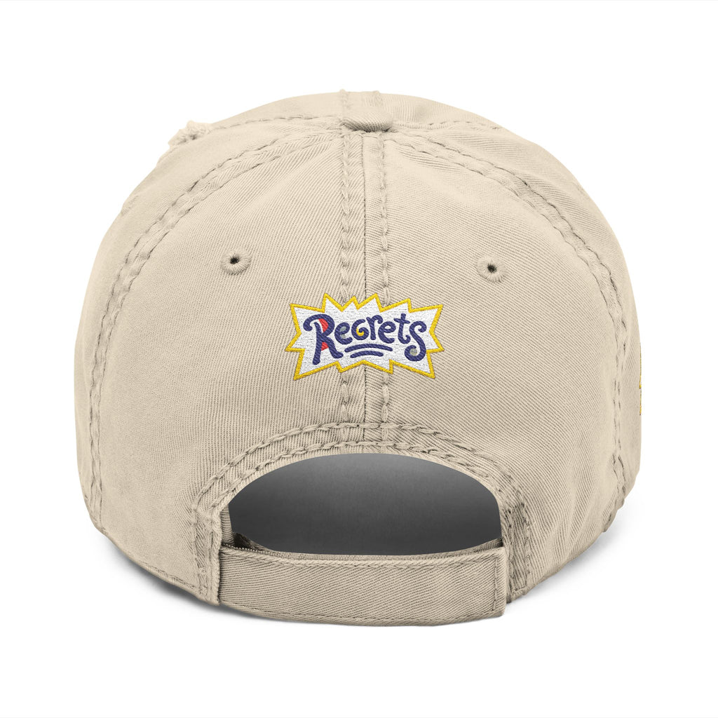 Distressed Embroidered 'Regrets' Dad Hat - Vintage Streetwear Cap