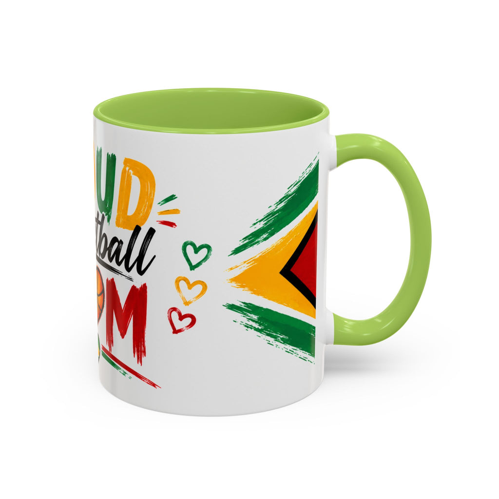 Proud Basketball Mom Accent Coffee Mug – Colorful Heart & Basketball Design (11/15oz)