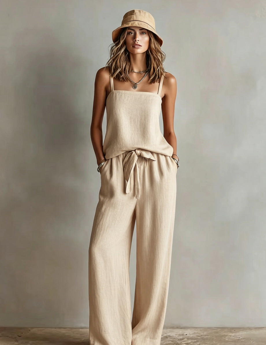 Women's Spaghetti Strap Cami Top & Wide-Leg Pants Two-Piece Set