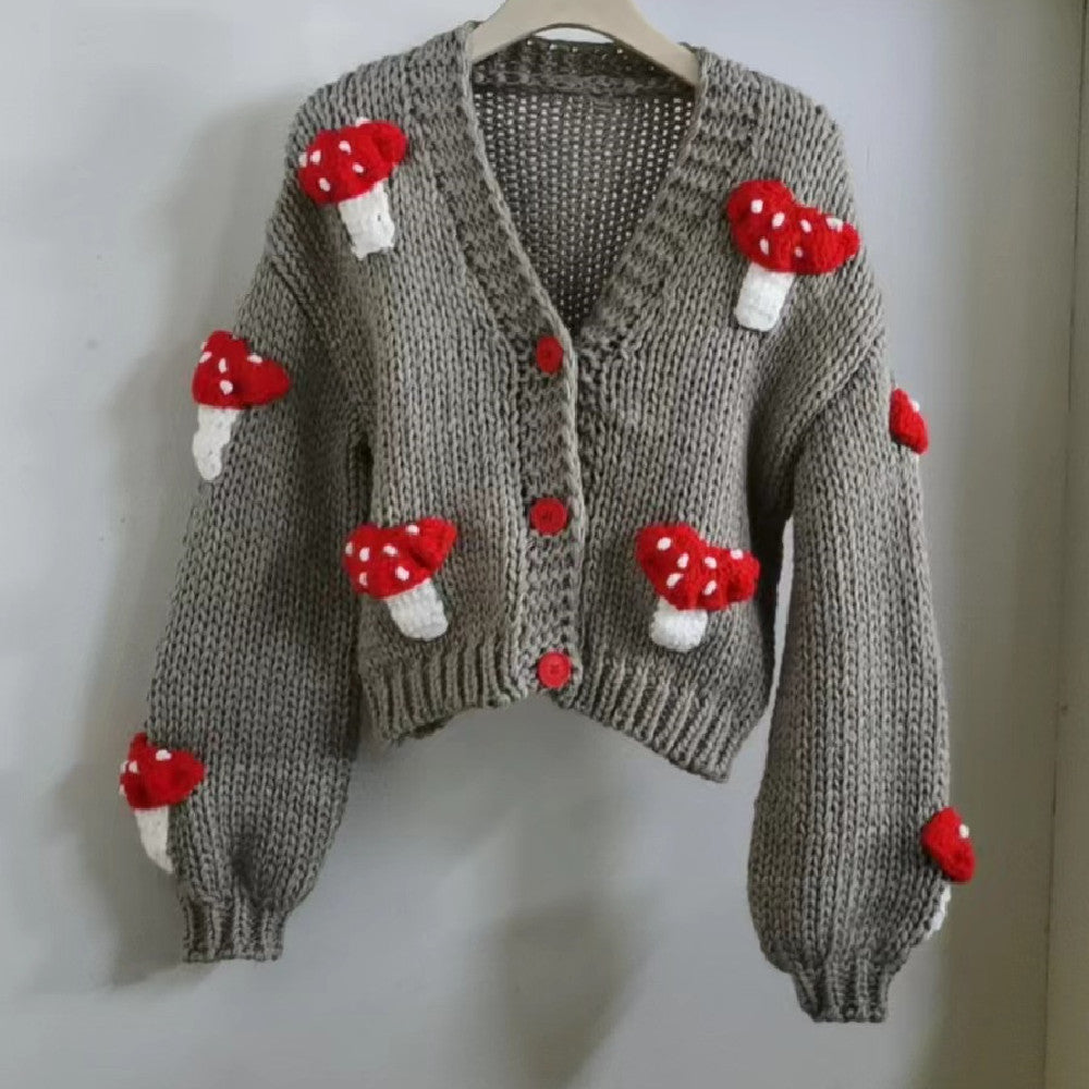 Women’s Mushroom Crochet Short Cardigan