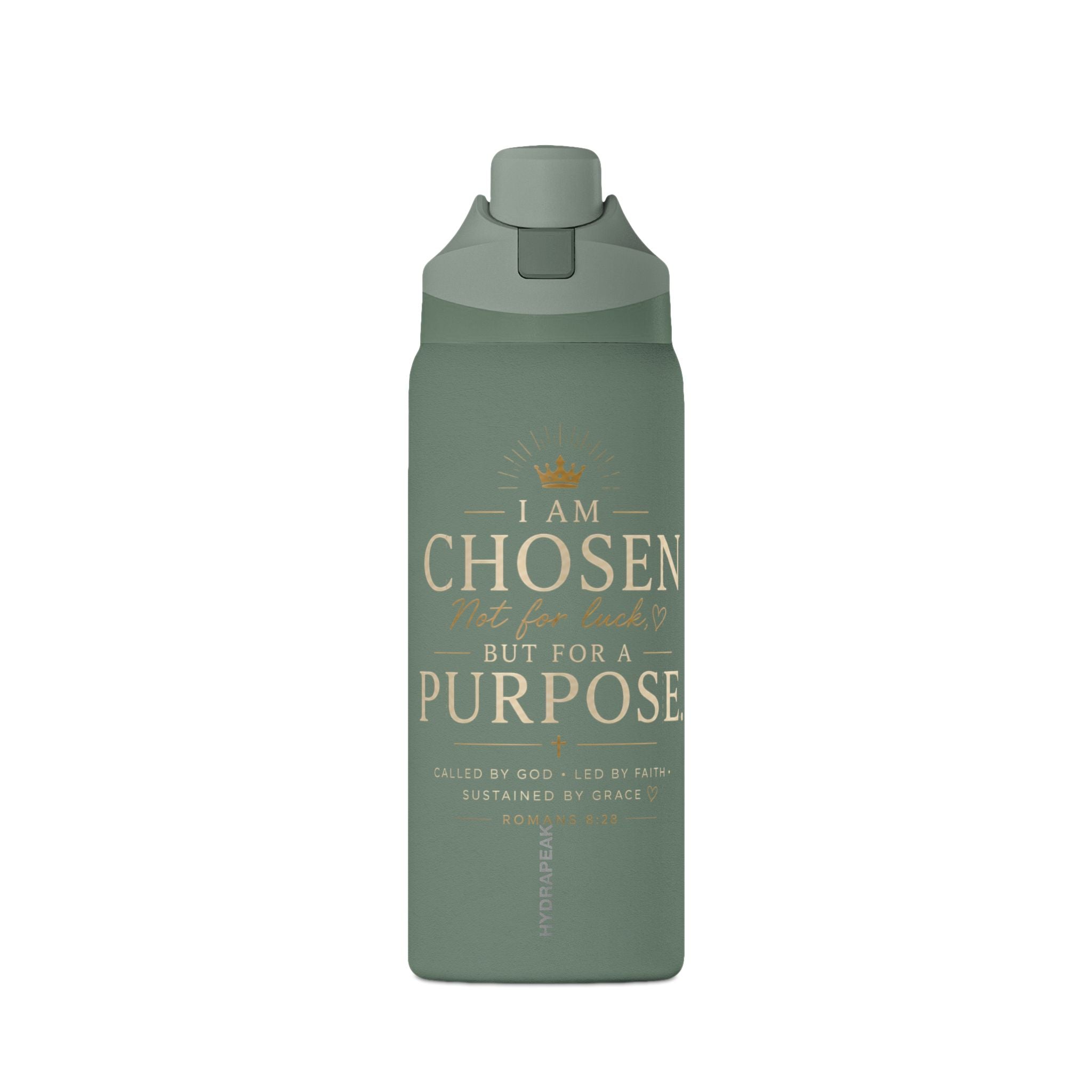 Botella de agua aislada — "Fui escogido con un propósito" inspiracional 32oz
