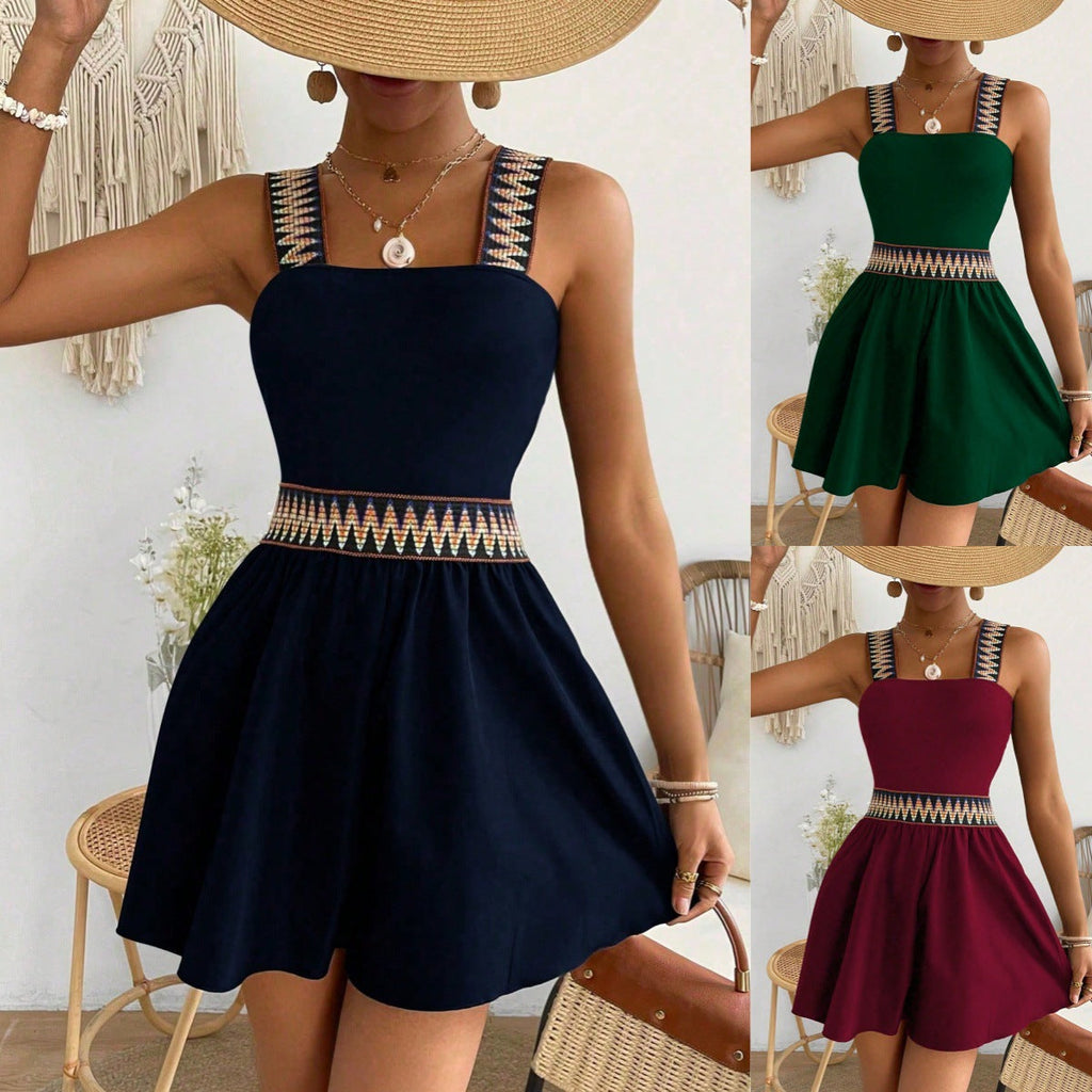 Women's Resort-Style Sleeveless Wide-Leg Jumpsuit with Cinched Waist