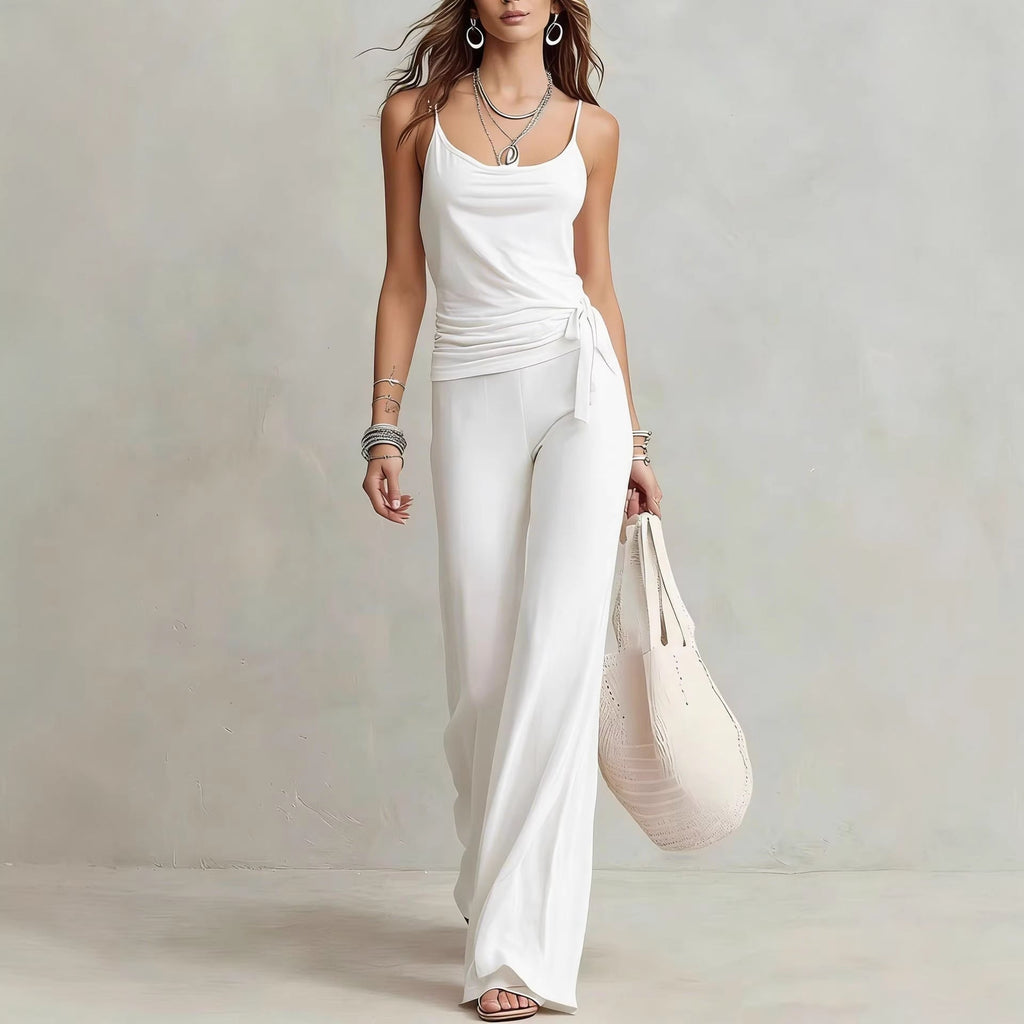 Women's Solid Color Sleeveless Top & Pants Two-Piece Set