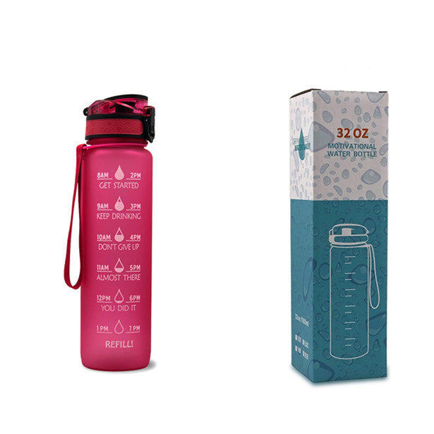 Botella de agua Tritan de 1L con marcador de tiempo, tapa rebotante, botella motivacional, taza a prueba de fugas para ciclismo, botellas para deportes y fitness.