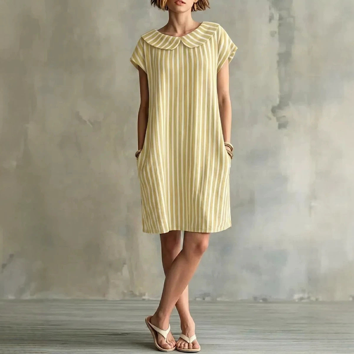 Women's Striped Bodycon Midi Dress – High-Waist Sleeveless
