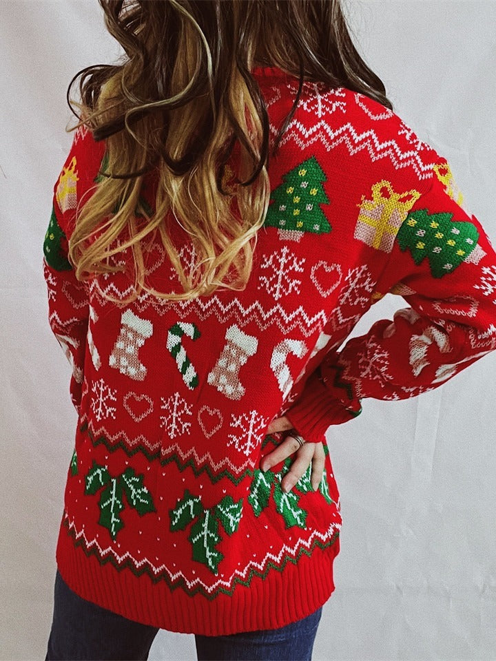 Women’s Stylish Loose Round Neck Long-Sleeved Sweater