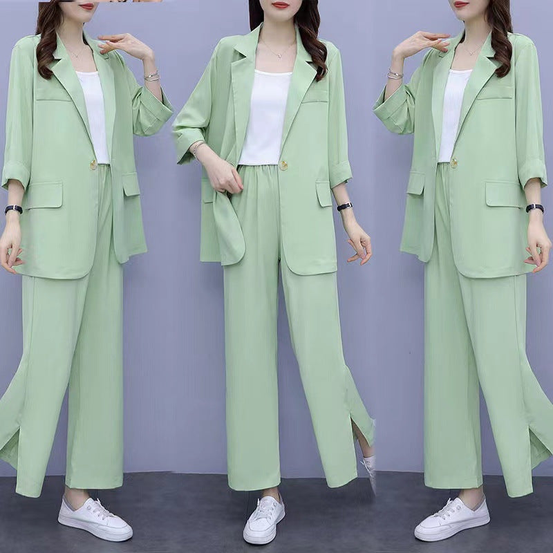 Long Sleeve Suit Jacket & Pants Two-Piece Set – 3 Colors, M–6XL