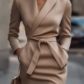 Women's V-Neck Short Dress With Pockets