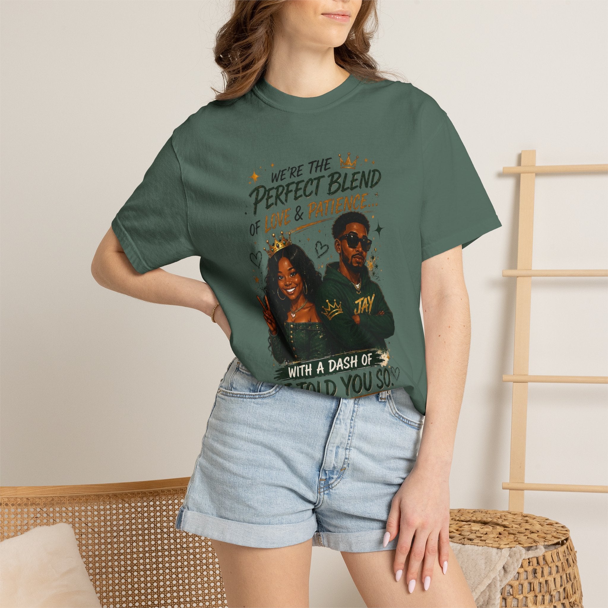 Couples T-Shirt — "Perfect Blend of Love & Patience" Graphic Tee