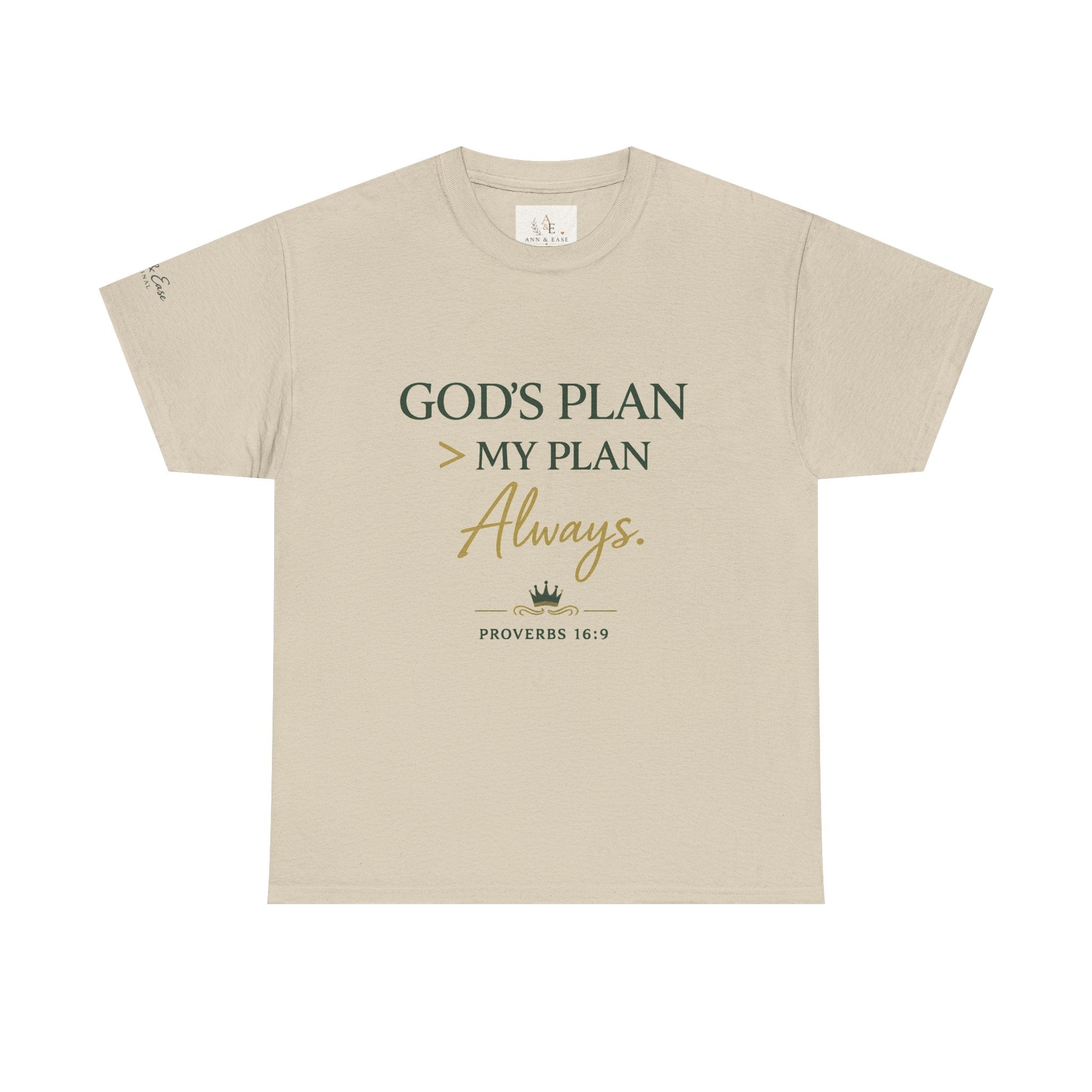 Faith Graphic Tee — “God’s Plan > My Plan Always” Inspirational Christian T-Shirt