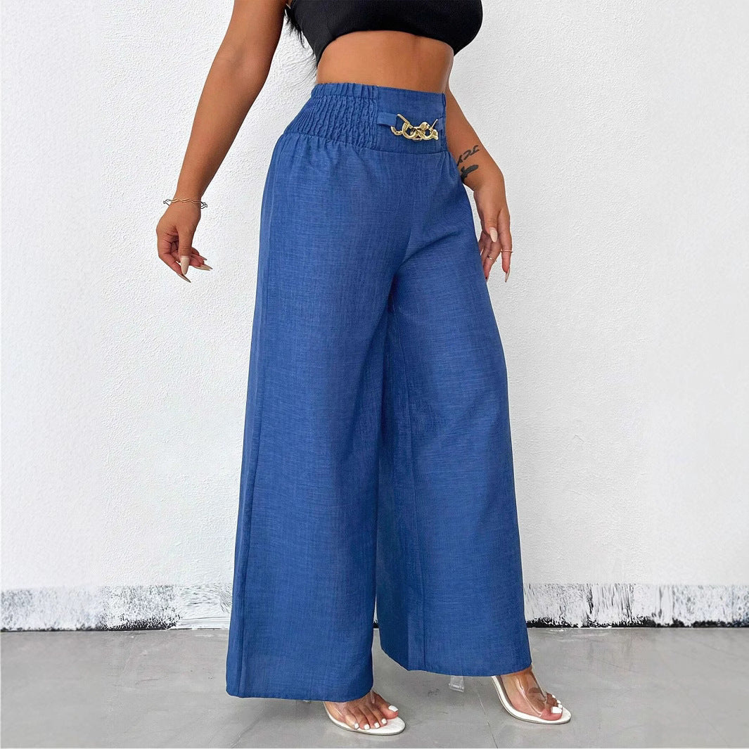 Women's High-Waist Drapey Wide-Leg Pants | Elastic Drawstring 5 Colors