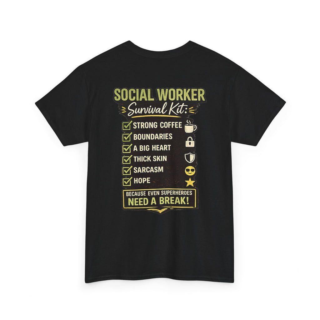 Social Worker T-Shirt – 'Social Worker: Part Detective, Part Therapist' Graphic Tee (Survival Kit Back)
