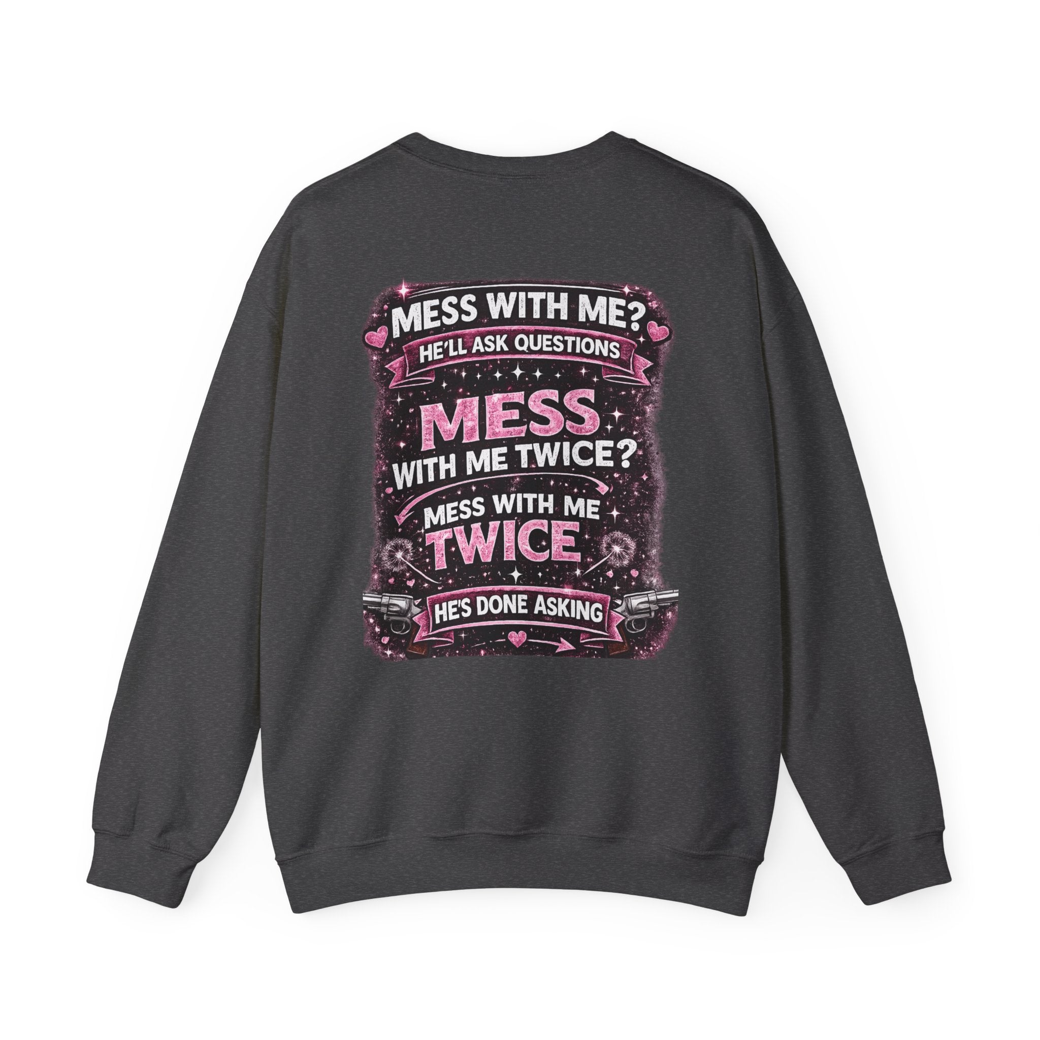 Crewneck Sweatshirt — "Lucky Daughter, Crazy Dad" Pink Graphic Father-Daughter Pullover