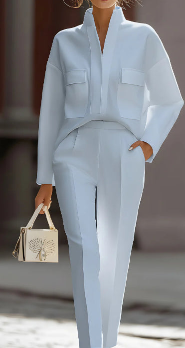 Women's Casual Polyester Top & Pants Co-ord Set