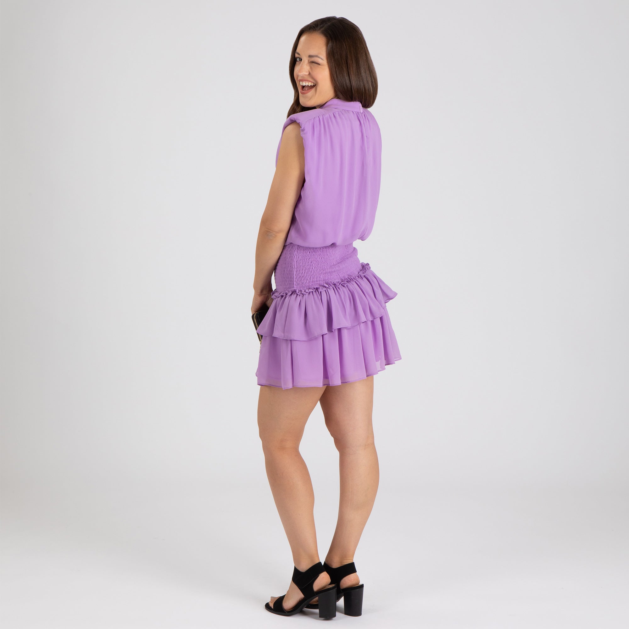 Minivestido fruncido sin mangas
