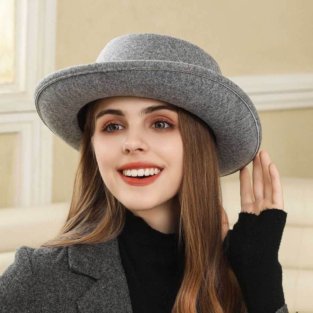 Vintage Bow British Retro Flat Top Hat for Women