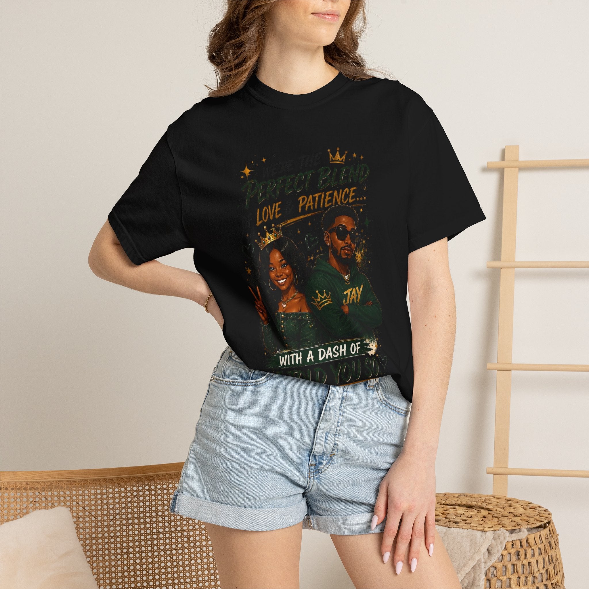 Couples T-Shirt — "Perfect Blend of Love & Patience" Graphic Tee