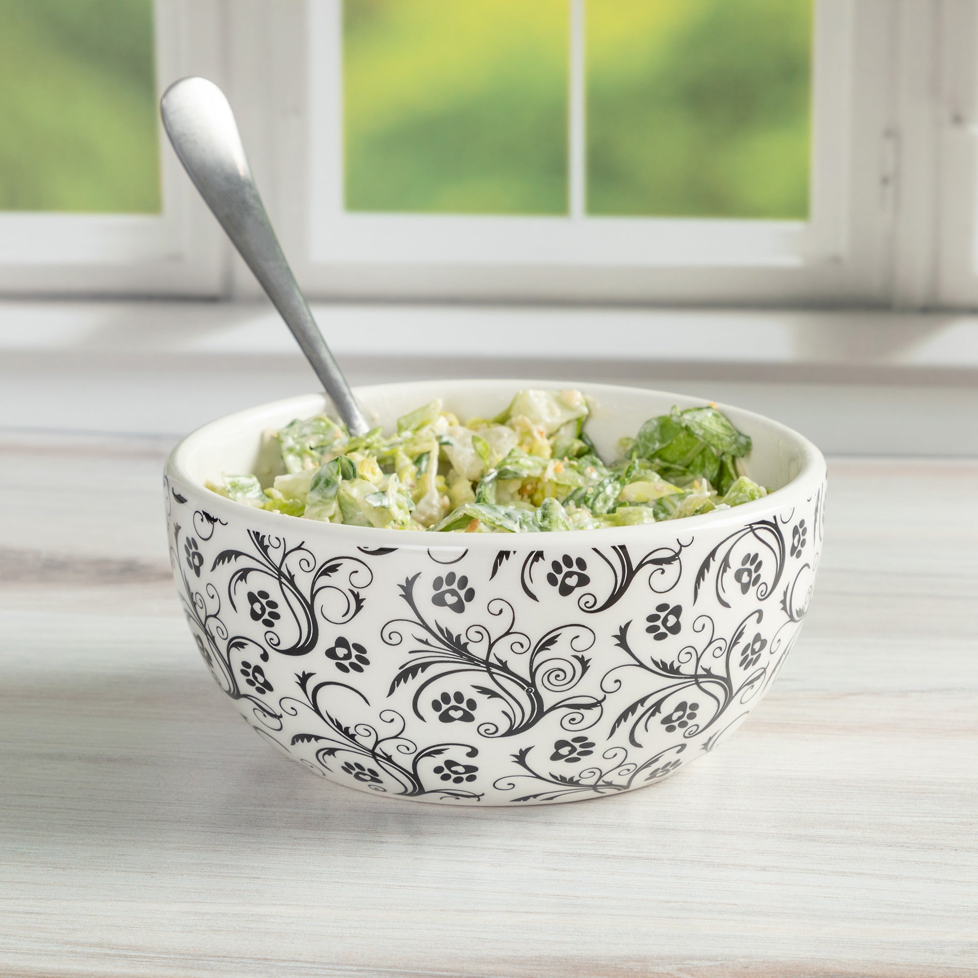 Bol de sopa o ensalada de cerámica para amantes de las patas - Juego de 4