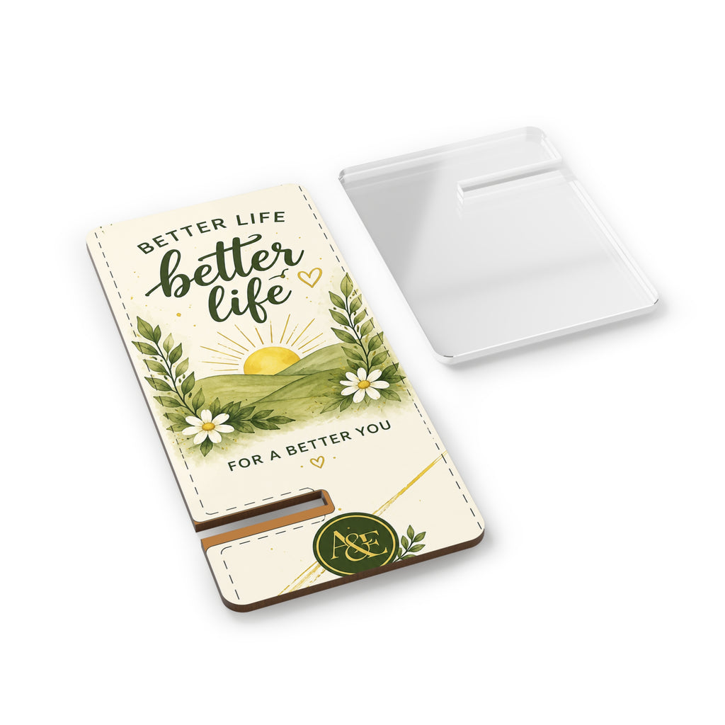Phone Stand — "Better Life" Sunrise Foldable Mobile Display Stand