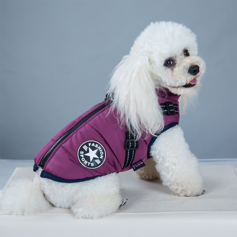 Abrigo impermeable para perro con arnés — 7 colores, tallas XS–4XL