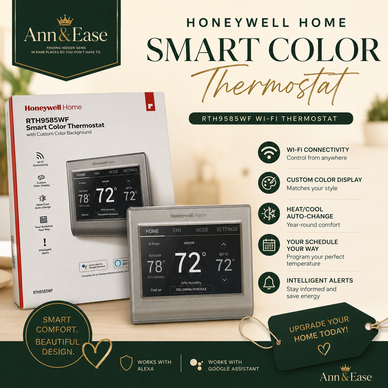 Honeywell Home RTH9585WF Wi-Fi Smart Color Thermostat