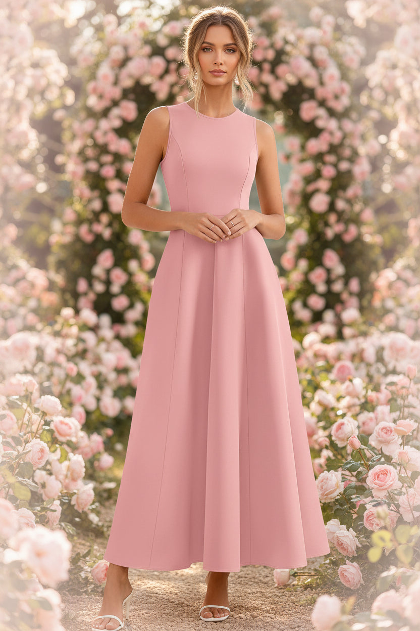 Women's Slim-Fit Long Vest Dress – A-Line High-Waist Sleeveless