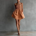 Women's Strapless Tube Mini Dress – Solid Color Elastic Waist