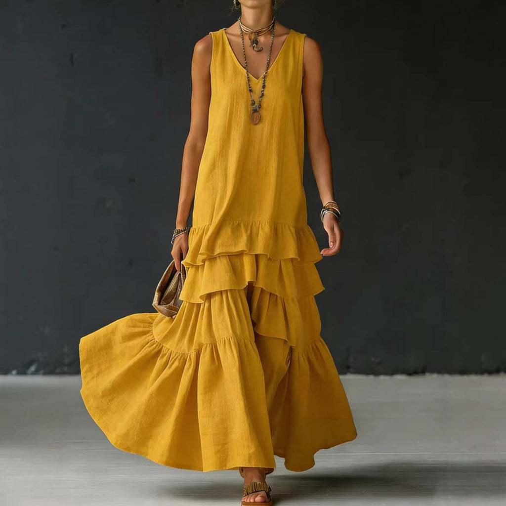 Women's Ice Silk Sleeveless Loose Maxi Dress – 6 Colors S–5XL