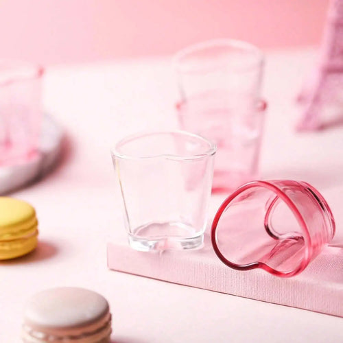 6Pcs Heart Shaped Shot Acrylic Material Set Mini Shot Glasses Tequila Heart Cup For Whiskey Party