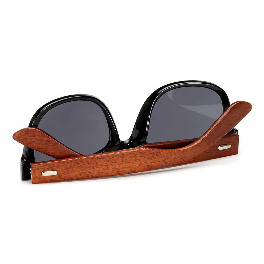 Bamboo Wooden Arms Sunglasses Men Women Black Sunglass