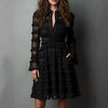 Sexy Sheer Fitted Dress with High Waist & Puff Sleeves