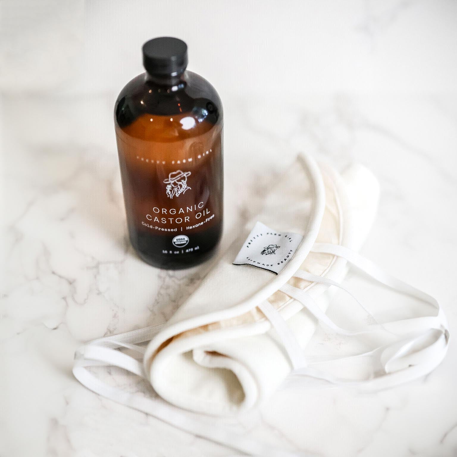 Aceite de ricino orgánico puro + paquete de paños
