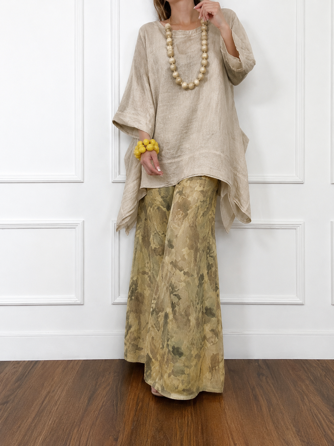 Irregular Hem Drop-Shoulder Top & Wide-Leg Pants Set | 3 Colors