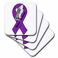 3dRose Cool Purple Ribbon and Wolf Lupus Support and Awareness - Coasters (cst-362938)