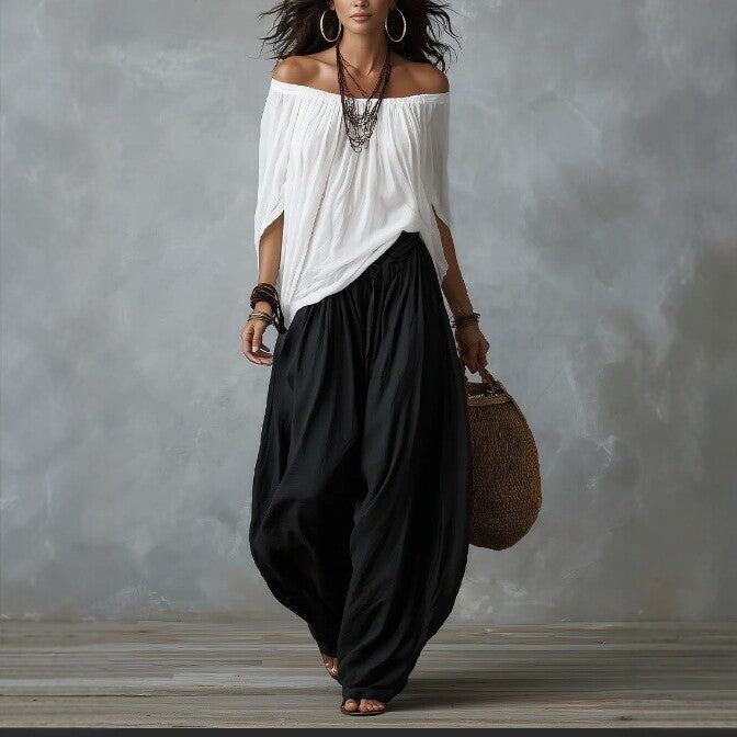 Women's One-Shoulder T-Shirt & Wide-Leg Pants Two-Piece Set — Urban Casual Outfit