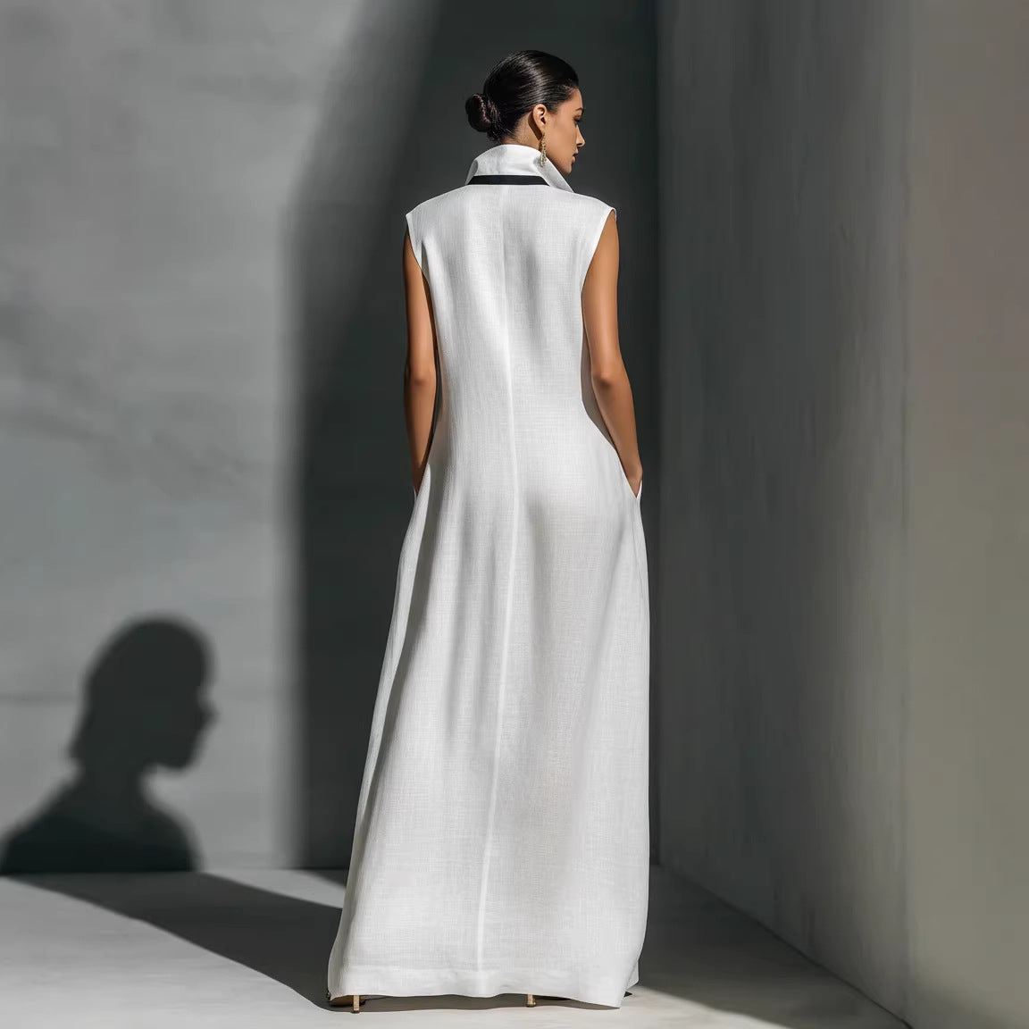 Women's V-Neck Color-Block Sleeveless A-Line Maxi Dress – 4 Colors XS–2XL