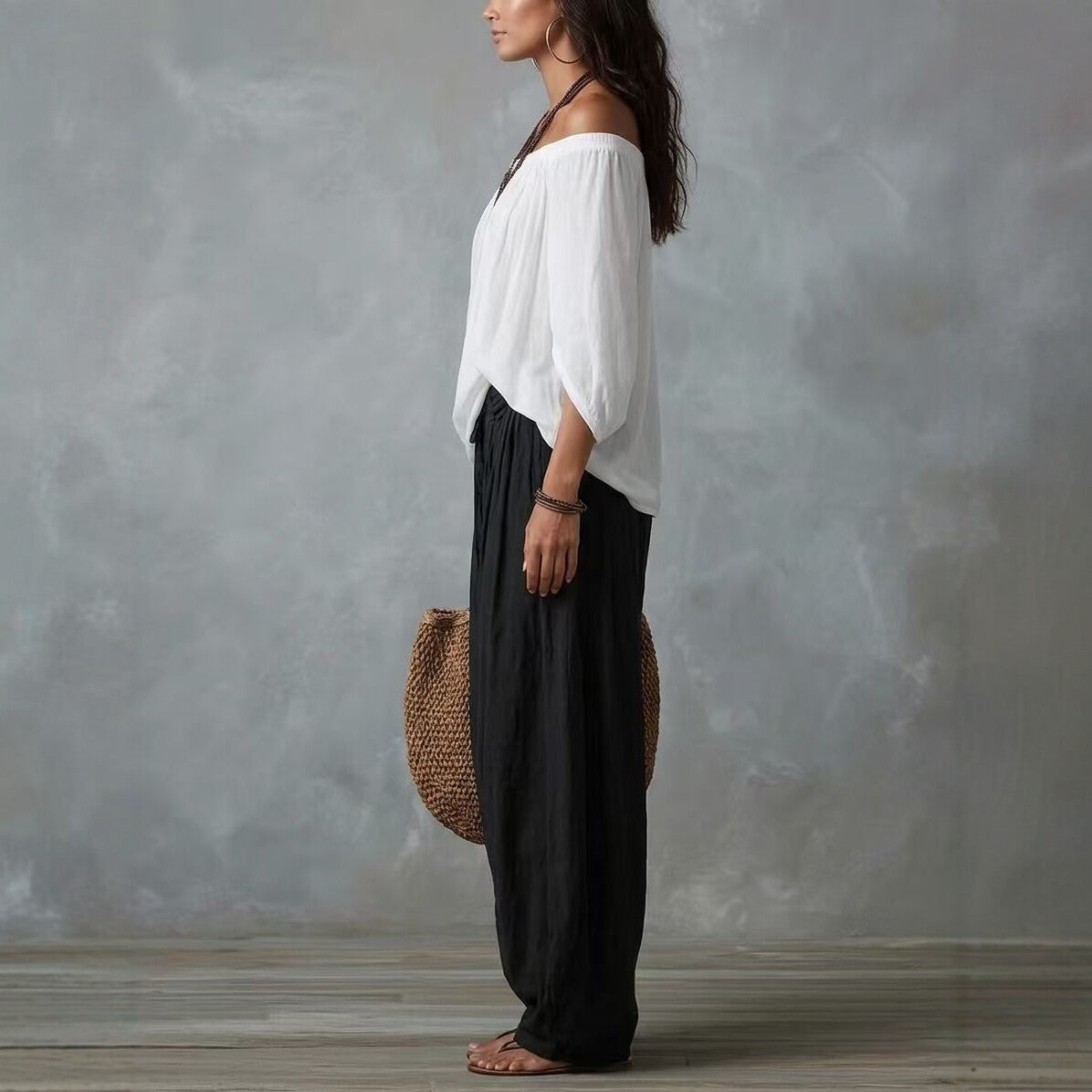 Women's One-Shoulder T-Shirt & Wide-Leg Pants Two-Piece Set — Urban Casual Outfit