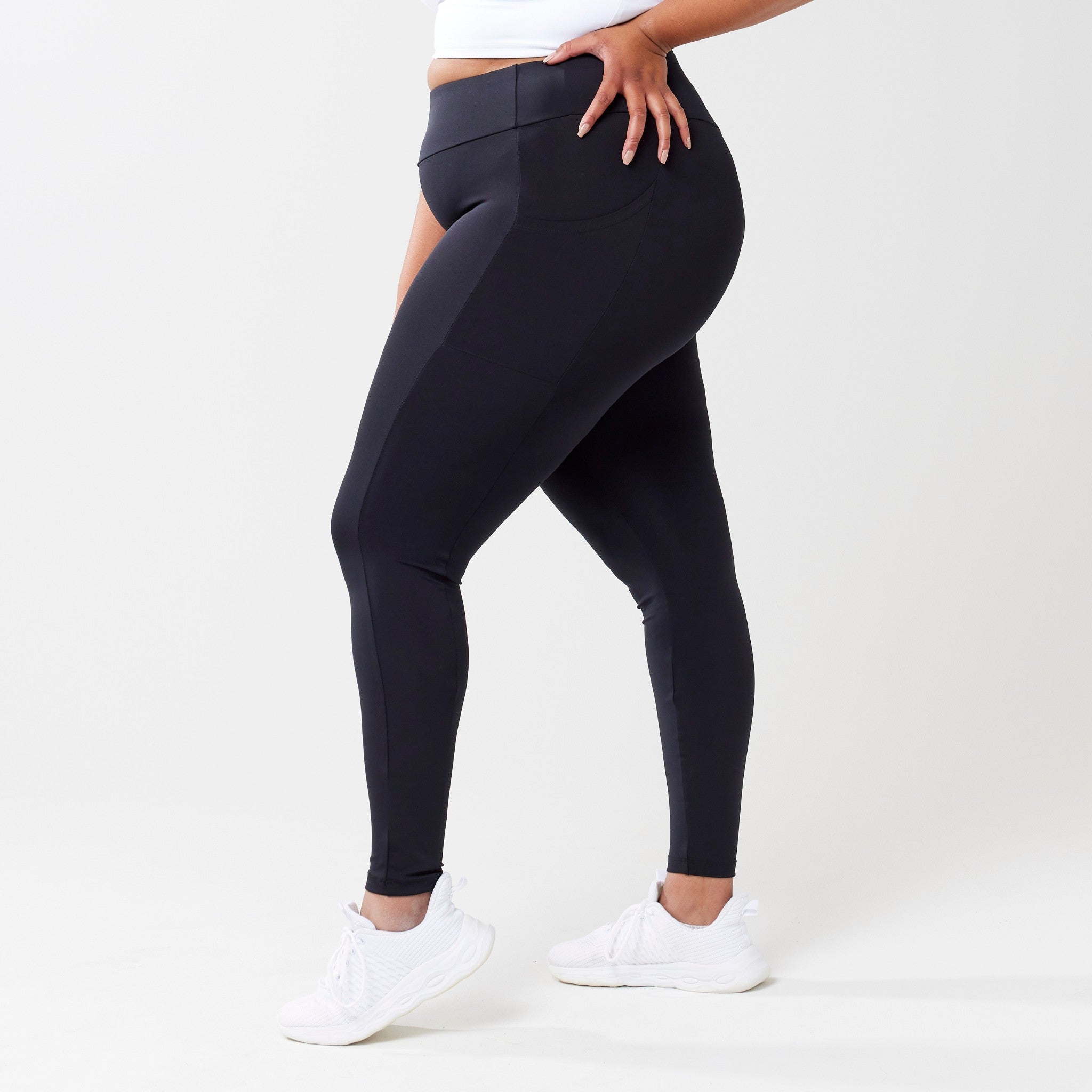 Leggings StayUP™ de talle alto con bolsillo - Negro
