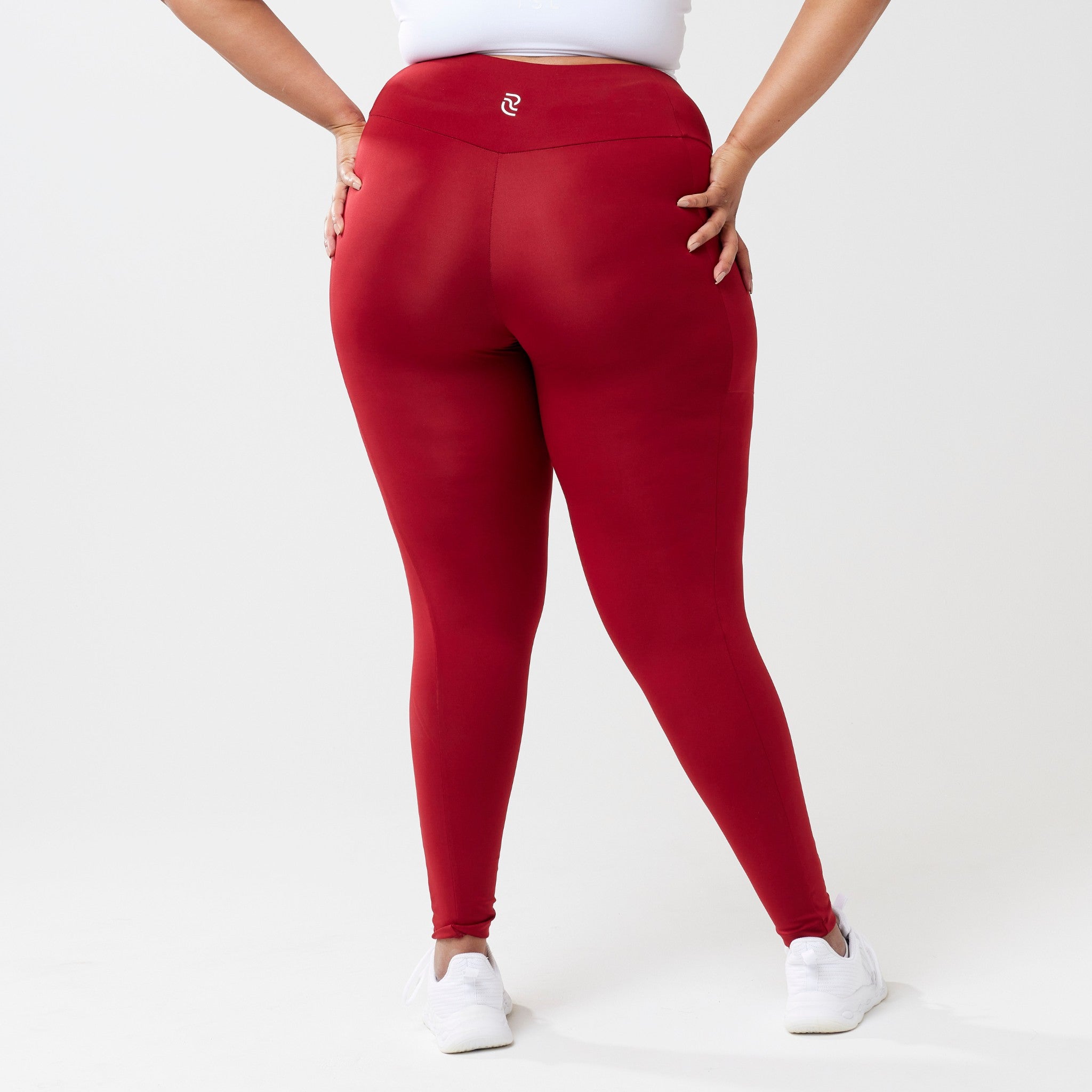 Mallas largas de cintura alta StayUP™ con bolsillos - Rojo