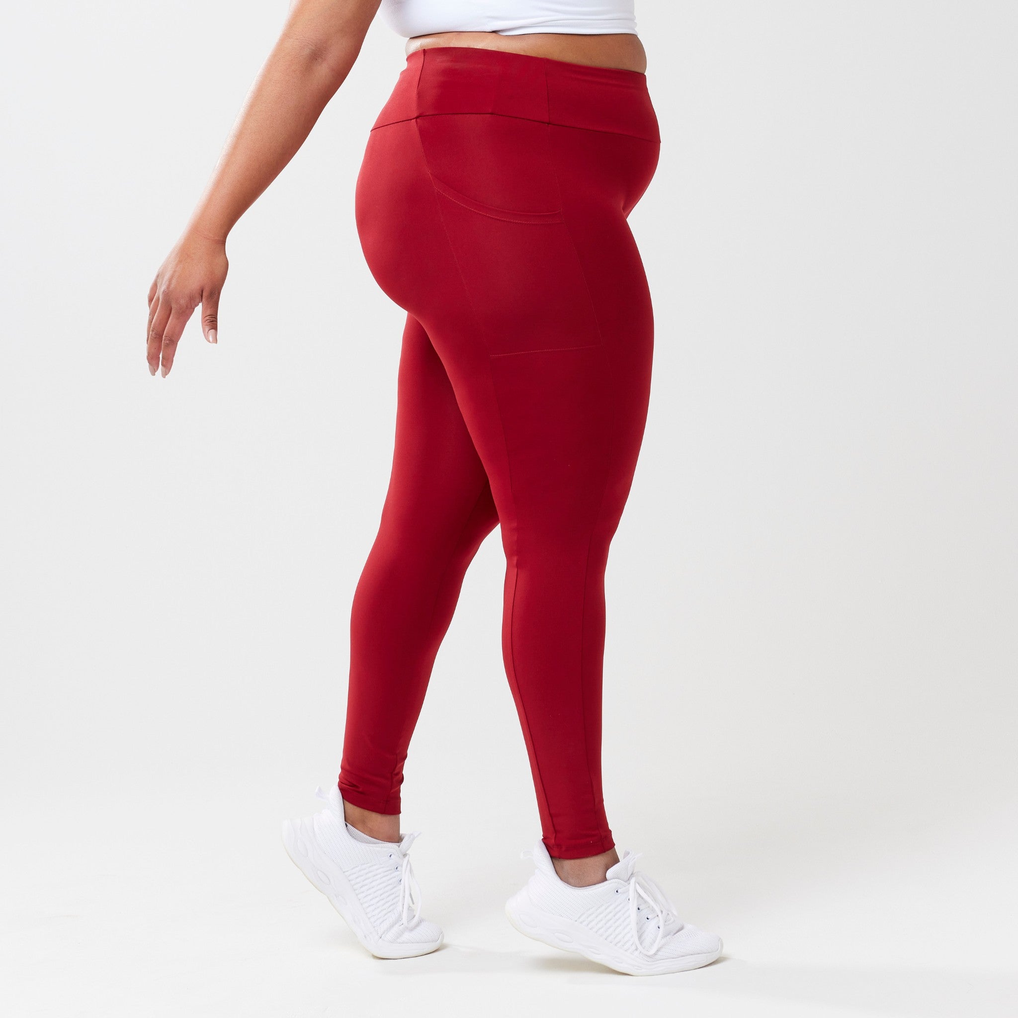 Mallas largas de cintura alta StayUP™ con bolsillos - Rojo
